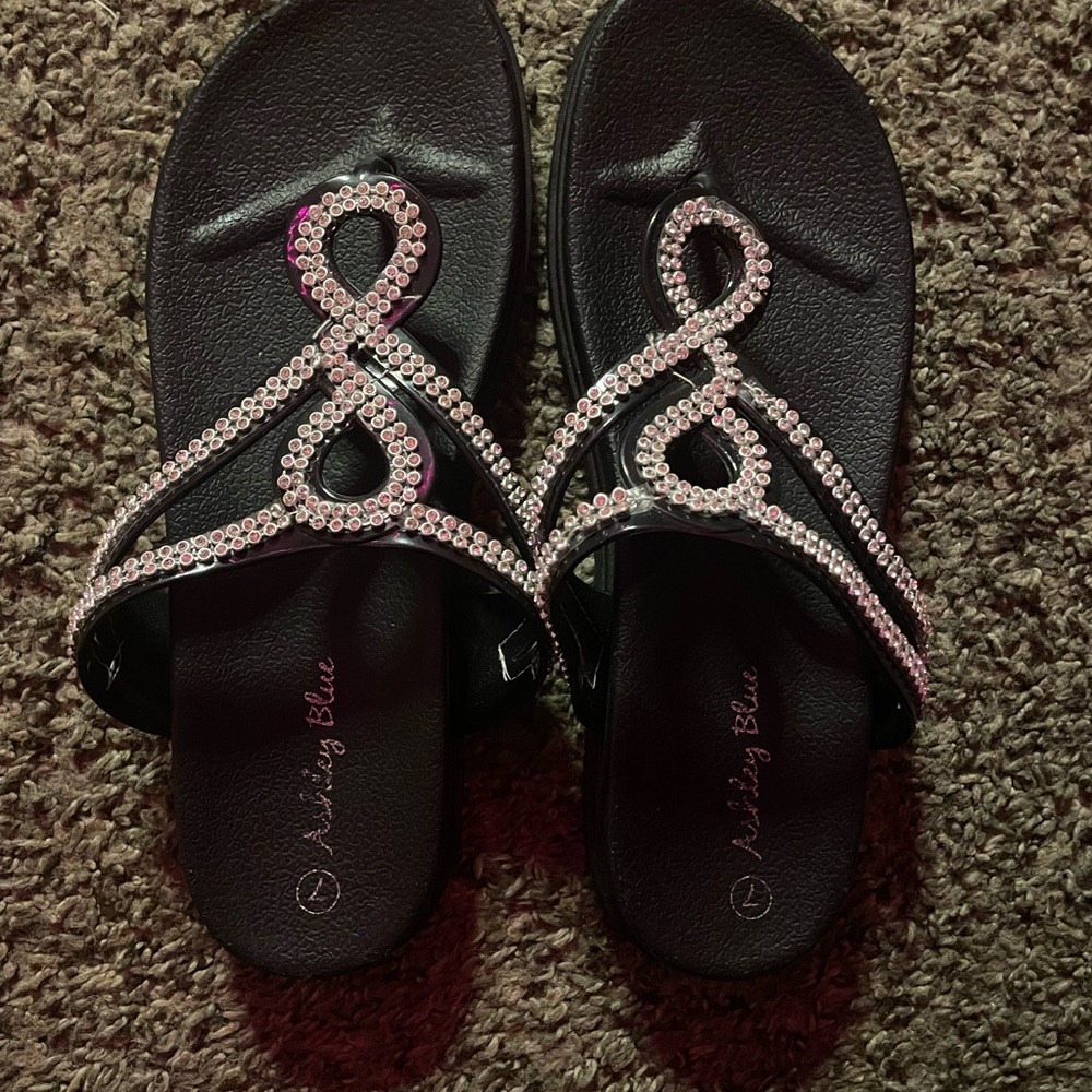 Black Sandals with Silver Accents